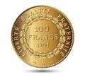 French Gold 100 Francs coin Royalty Free Stock Photo